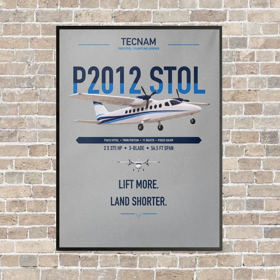 Tecnam P2012 STOL vertical canvas print - framed - light gray background