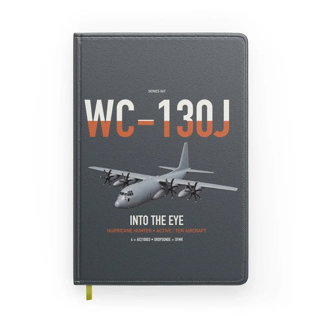 WC-130J Hurricane Hunter design on gray notebook
