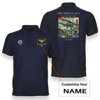 Thumbnail for VINTAGE G4015 - The Airmail Run - Double-Side Polo T-Shirt design on navyblue+name