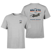 Thumbnail for Boeing MH-47G Chinook design on light gray t-shirt, double-side print