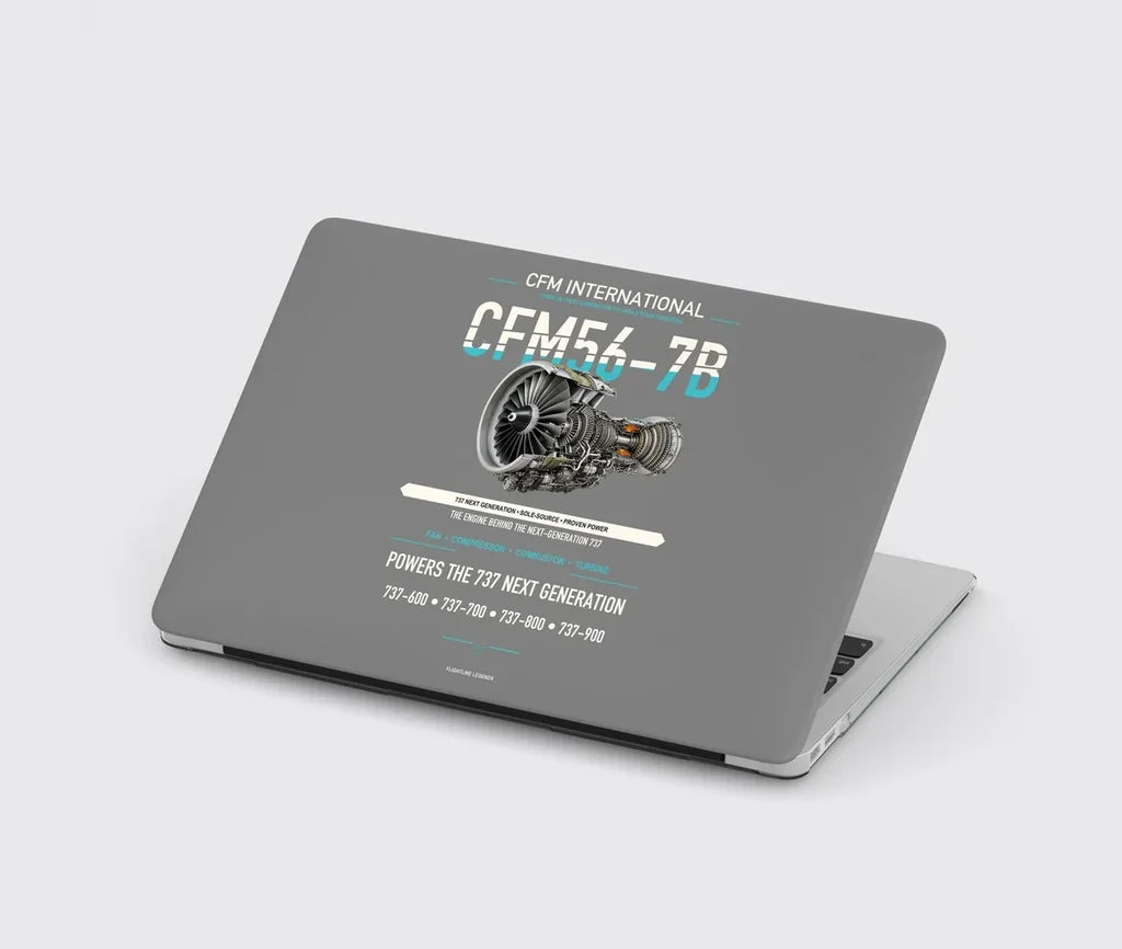 CFM56-7B design on gray MacBook case
