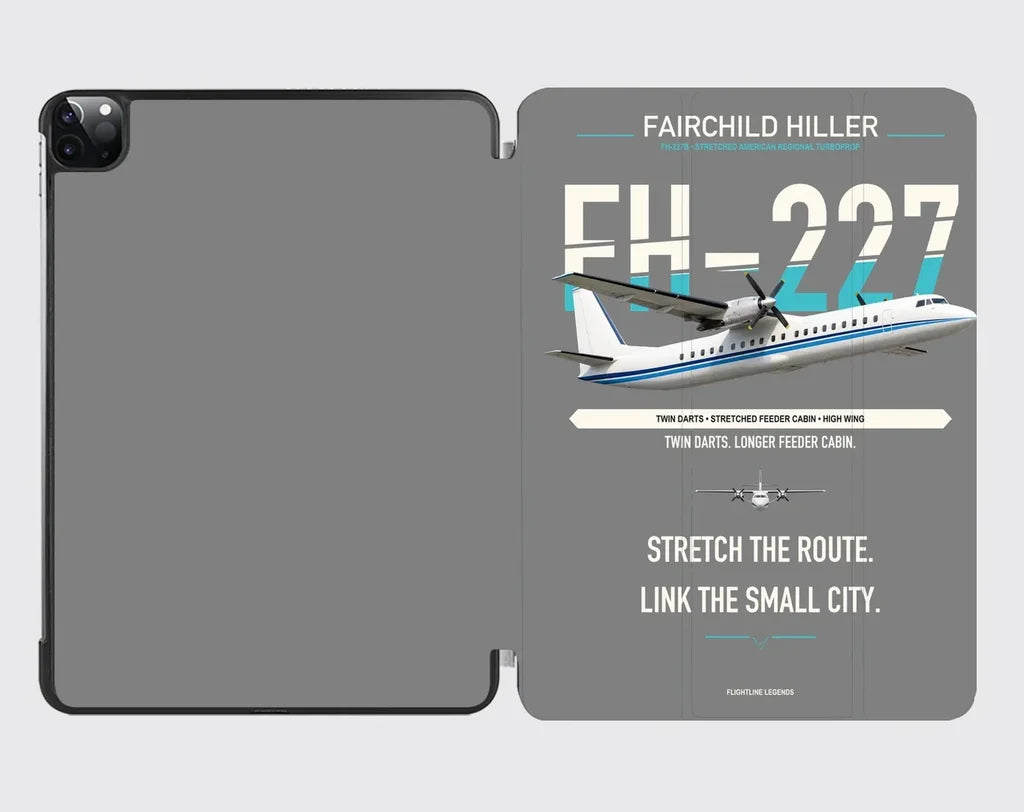 Fairchild Hiller FH-227B design on gray ipad tablet case