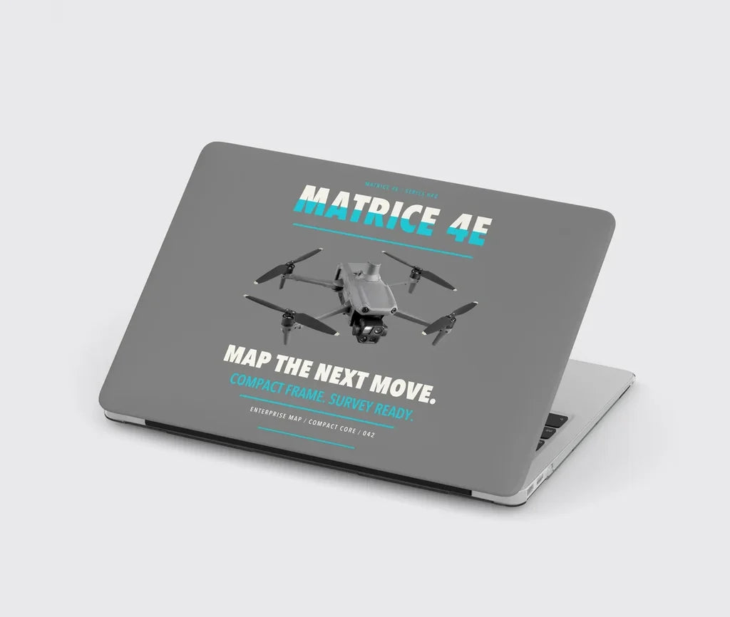 DJI Matrice 4E design on gray MacBook case
