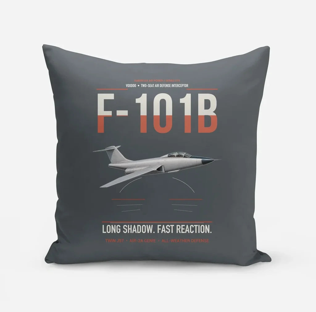 F-101B Voodoo design on gray pillow
