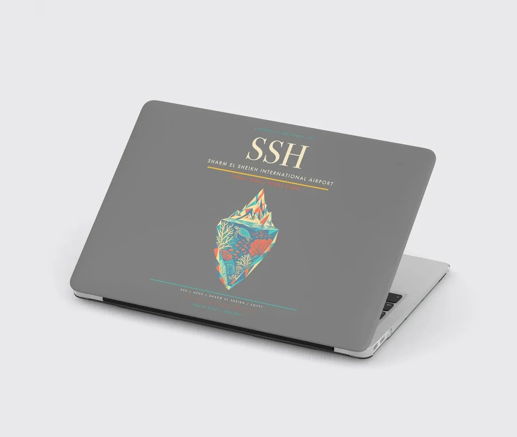 Sharm El Sheikh International Airport (SSH) design on gray MacBook case