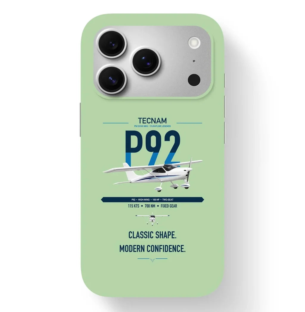 Tecnam P92 Echo MkII design on light green magsafe iphone case, for iPhone 17 Pro
