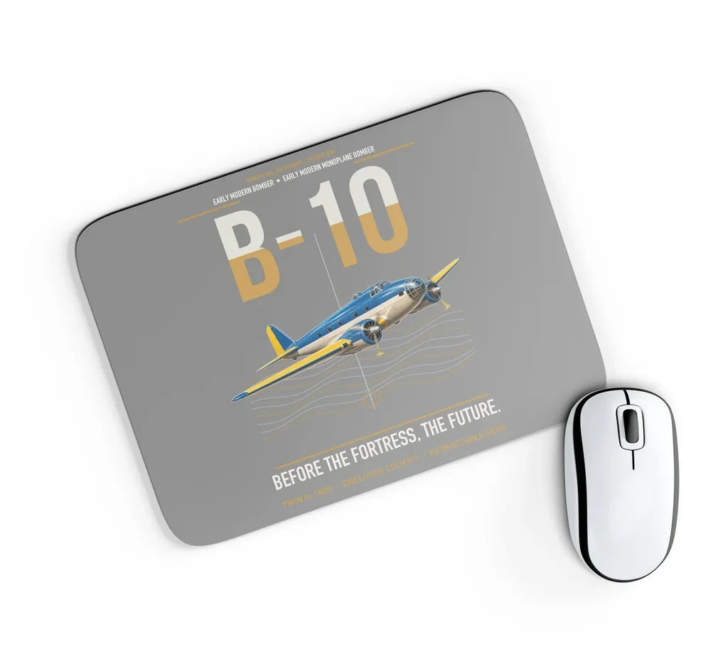 Martin B-10 design on gray rectangle mouse pad