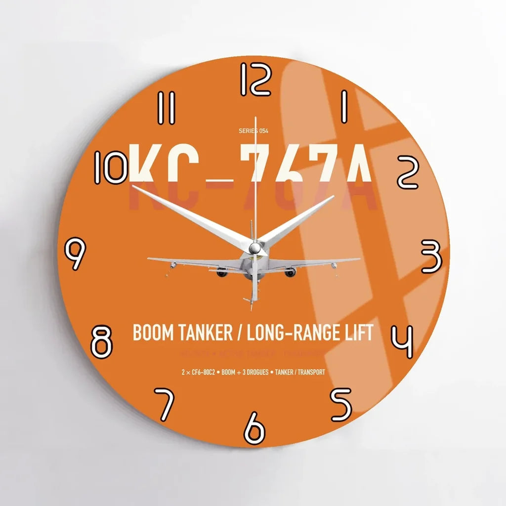 Boeing KC-767A design on orange no frame wall clock
