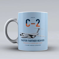 Thumbnail for Kawasaki C-2 design on light blue ceramic mug, double-side print