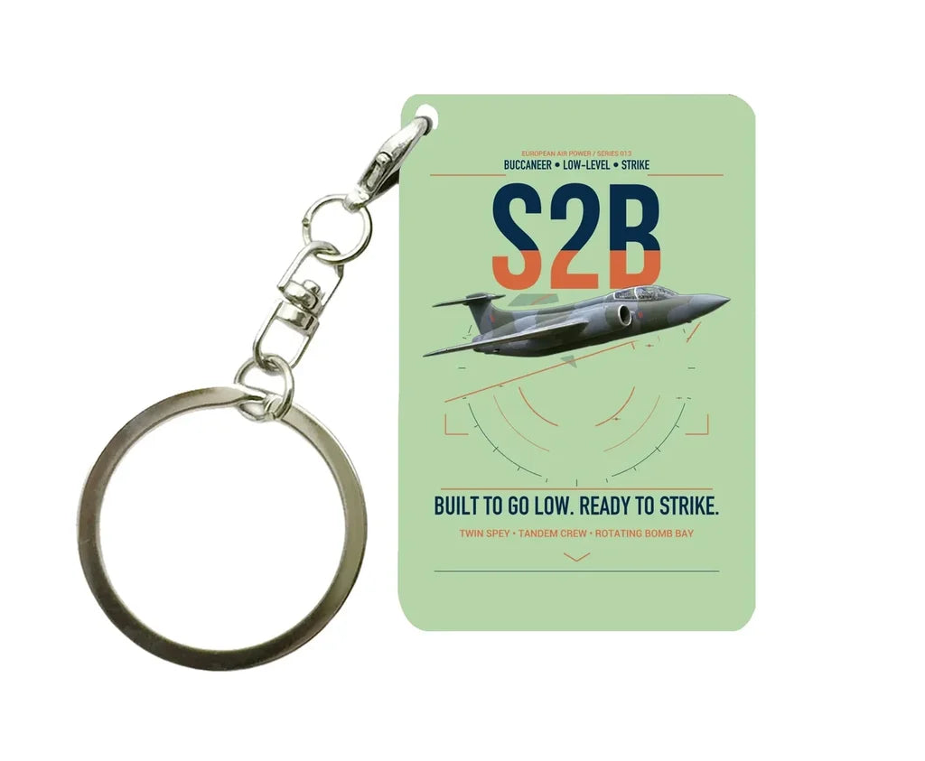 Blackburn Buccaneer S2B design on light green designed key chain, double-side print