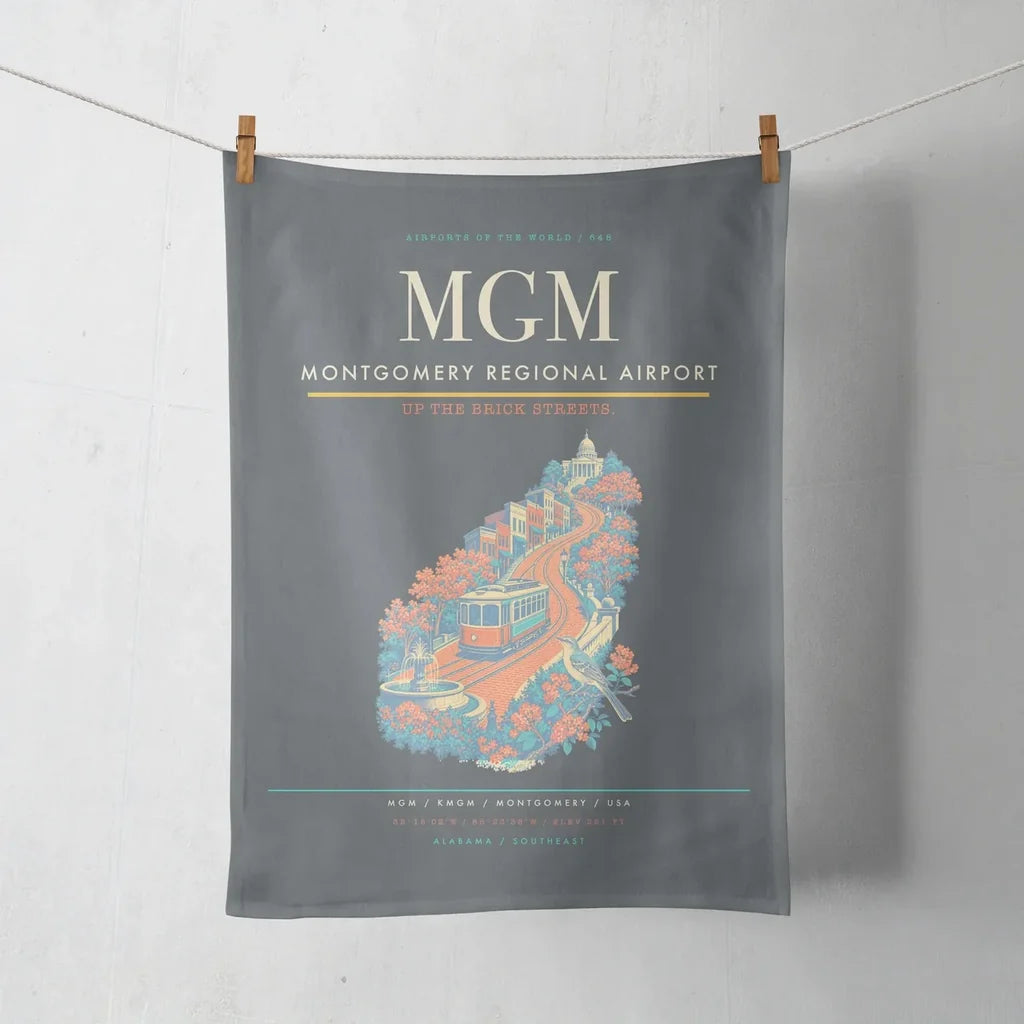 Montgomery Regional Airport (MGM) design on gray towel