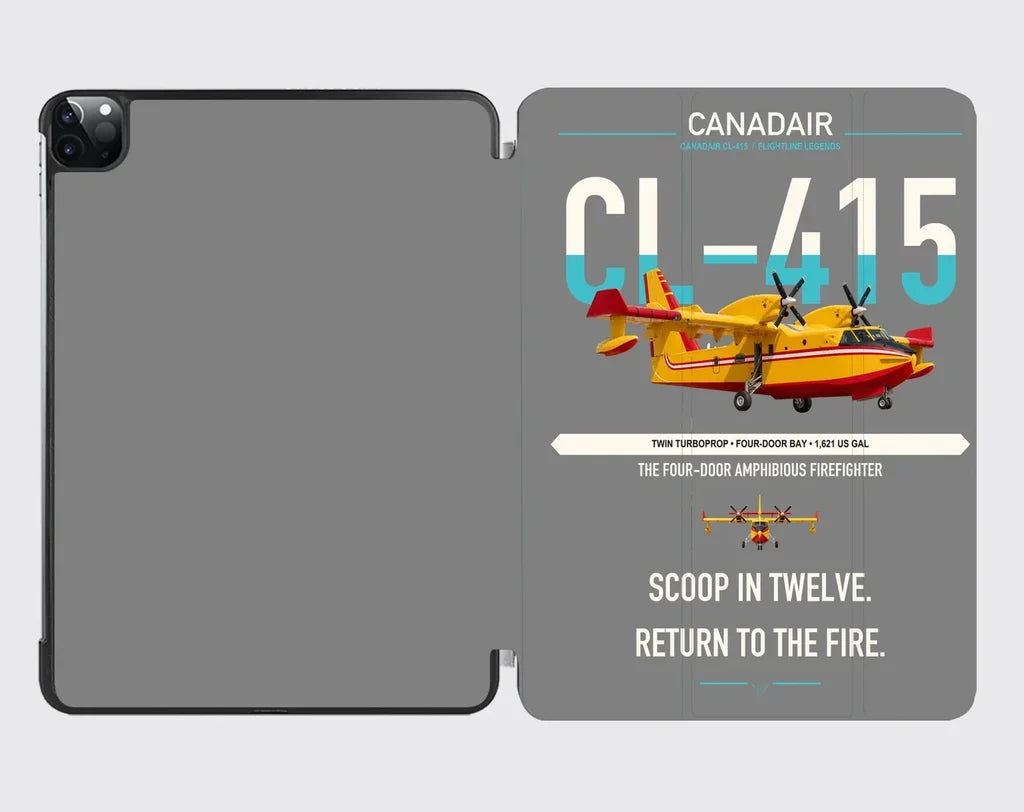 Canadair CL-415 design on gray ipad tablet case