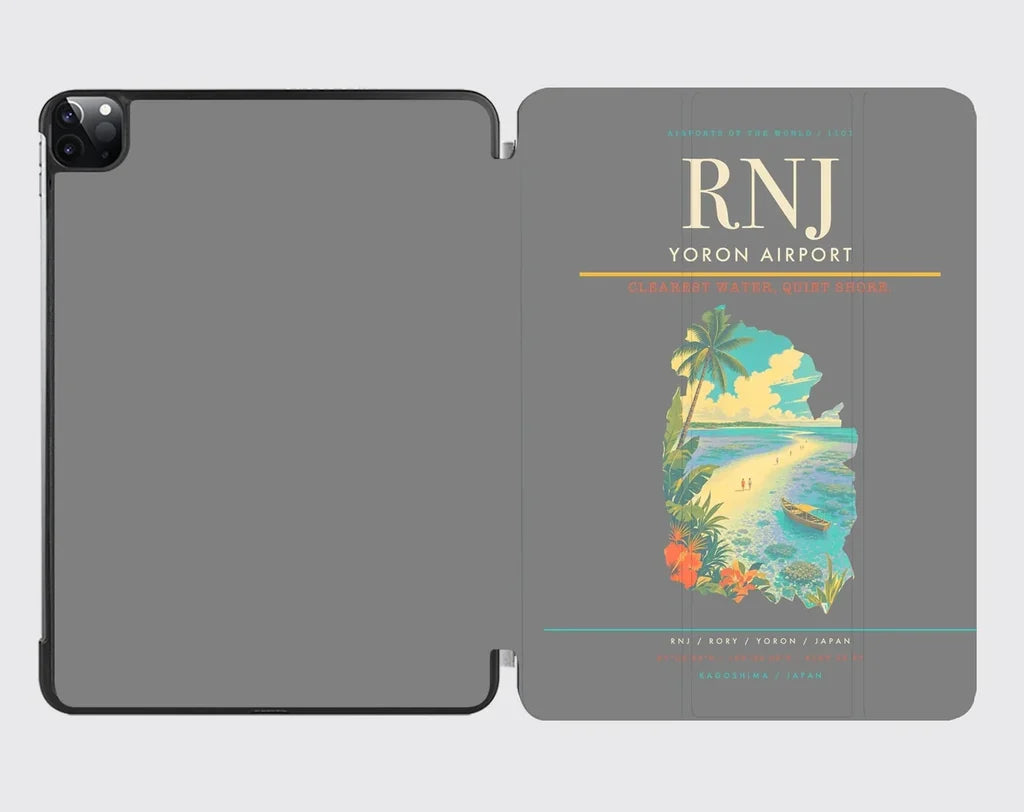 Yoron Airport (RNJ) design on gray ipad tablet case