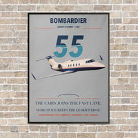 Thumbnail for Bombardier Learjet 55 vertical canvas print - framed - light gray background