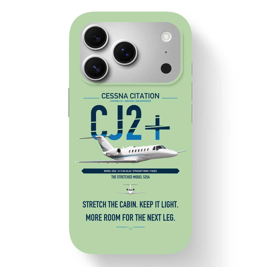 Cessna Citation CJ2+ design on light green magsafe iphone case, for iPhone 17 Pro