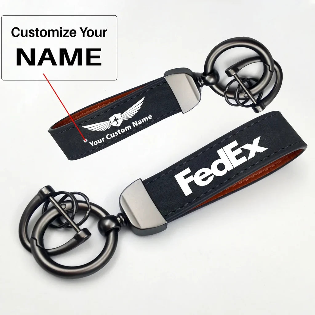 FedEx Horseshoe Buckle key chain, Black + Name