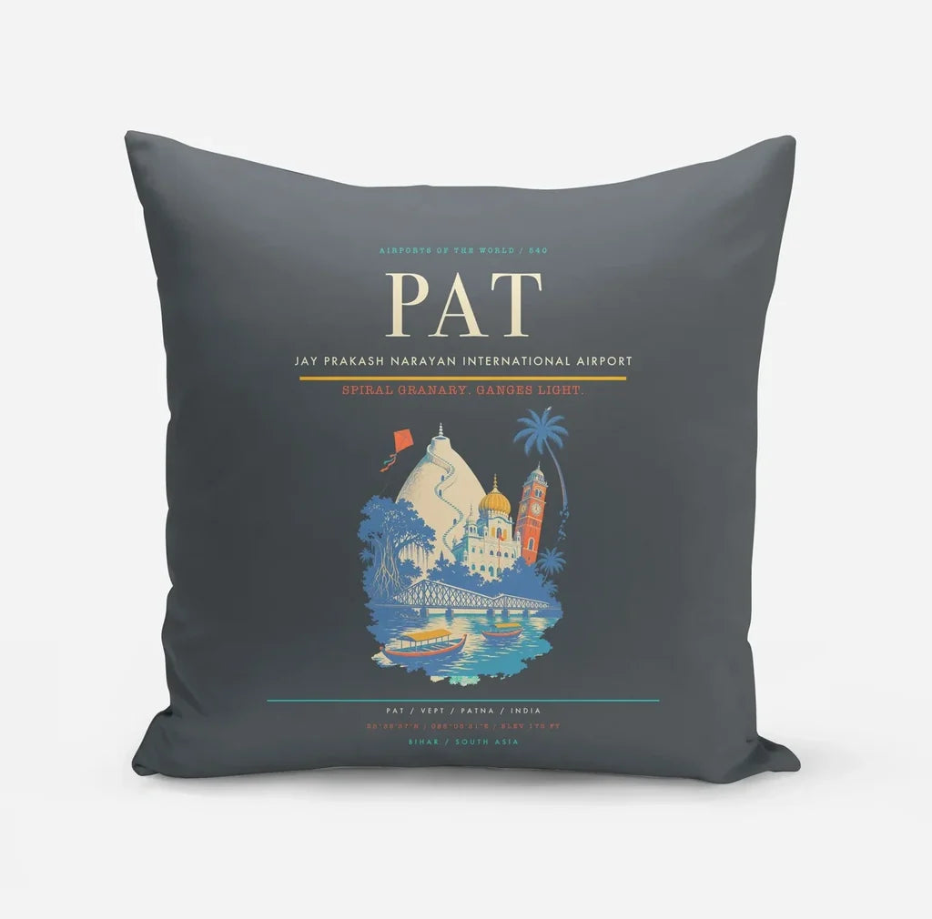 Jay Prakash Narayan International Airport (PAT) design on gray pillow