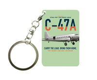 Thumbnail for C-47A Skytrain design on light green designed key chain, double-side print
