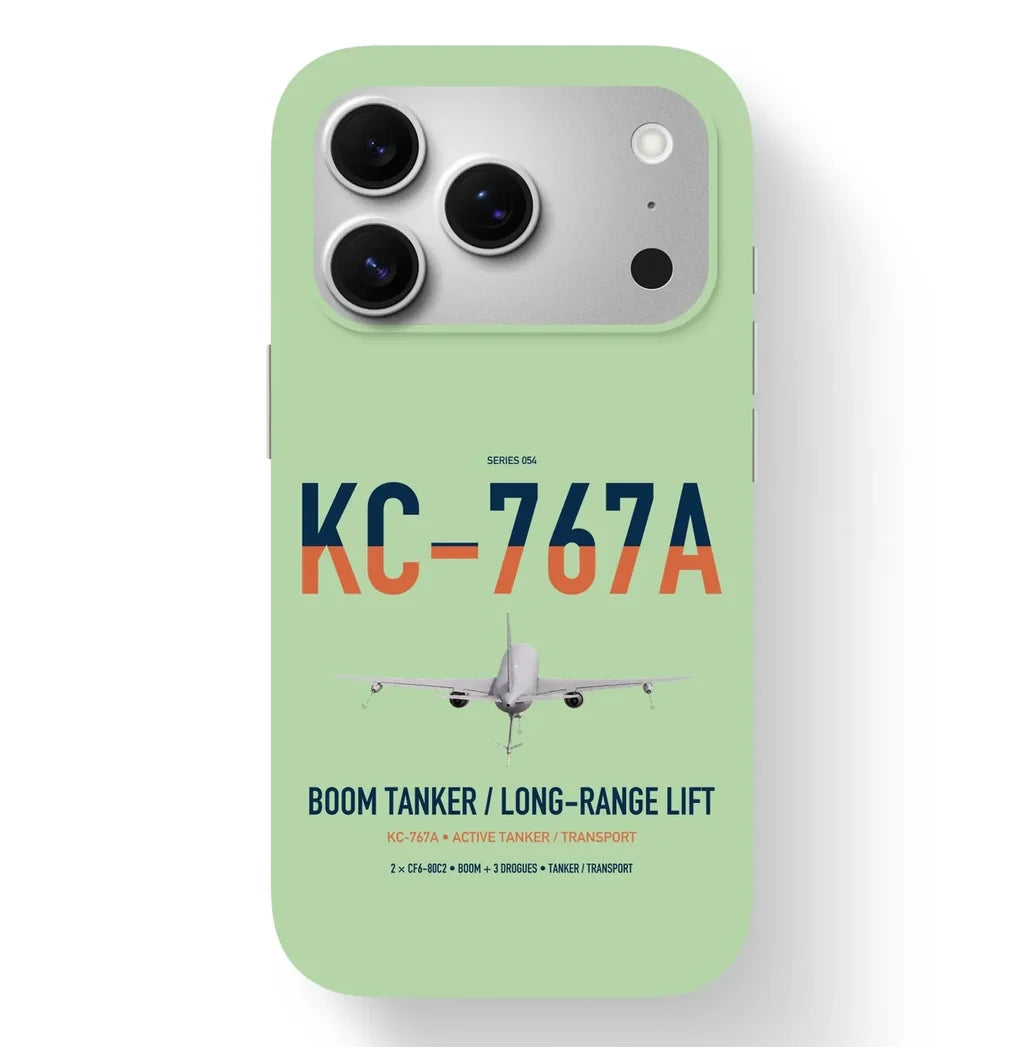 Boeing KC-767A design on light green magsafe iphone case, for iPhone 17 Pro
