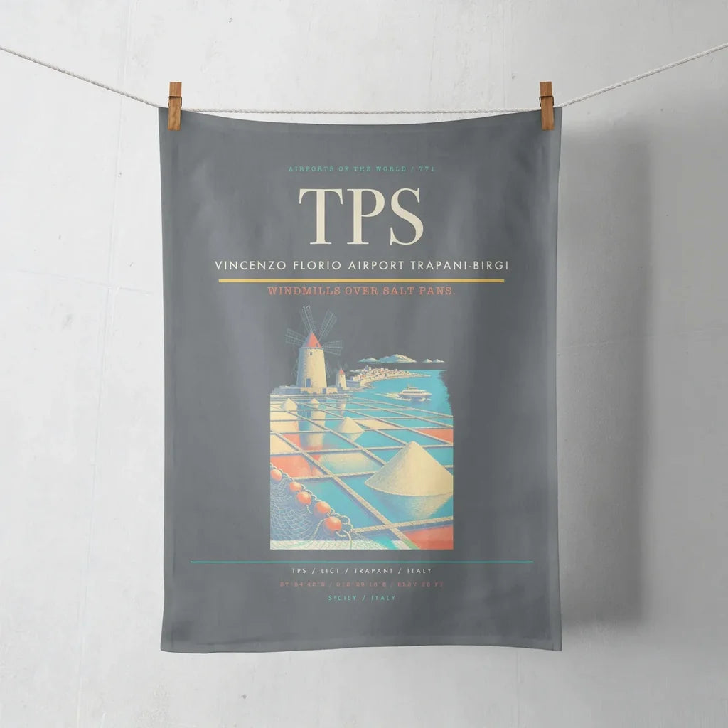 Vincenzo Florio Airport Trapani-Birgi (TPS) design on gray towel