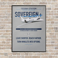 Thumbnail for Cessna Citation Sovereign+ vertical canvas print - framed - light gray background