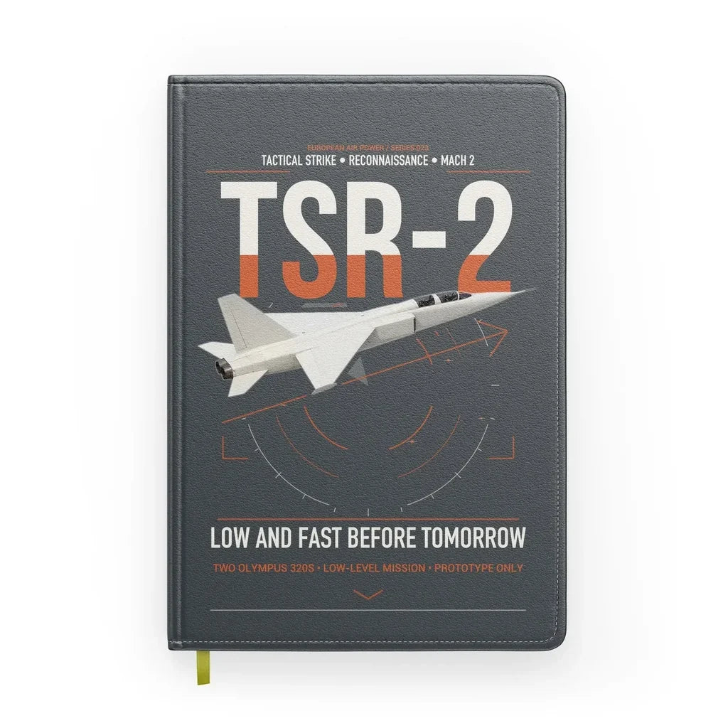 BAC TSR-2 design on gray notebook