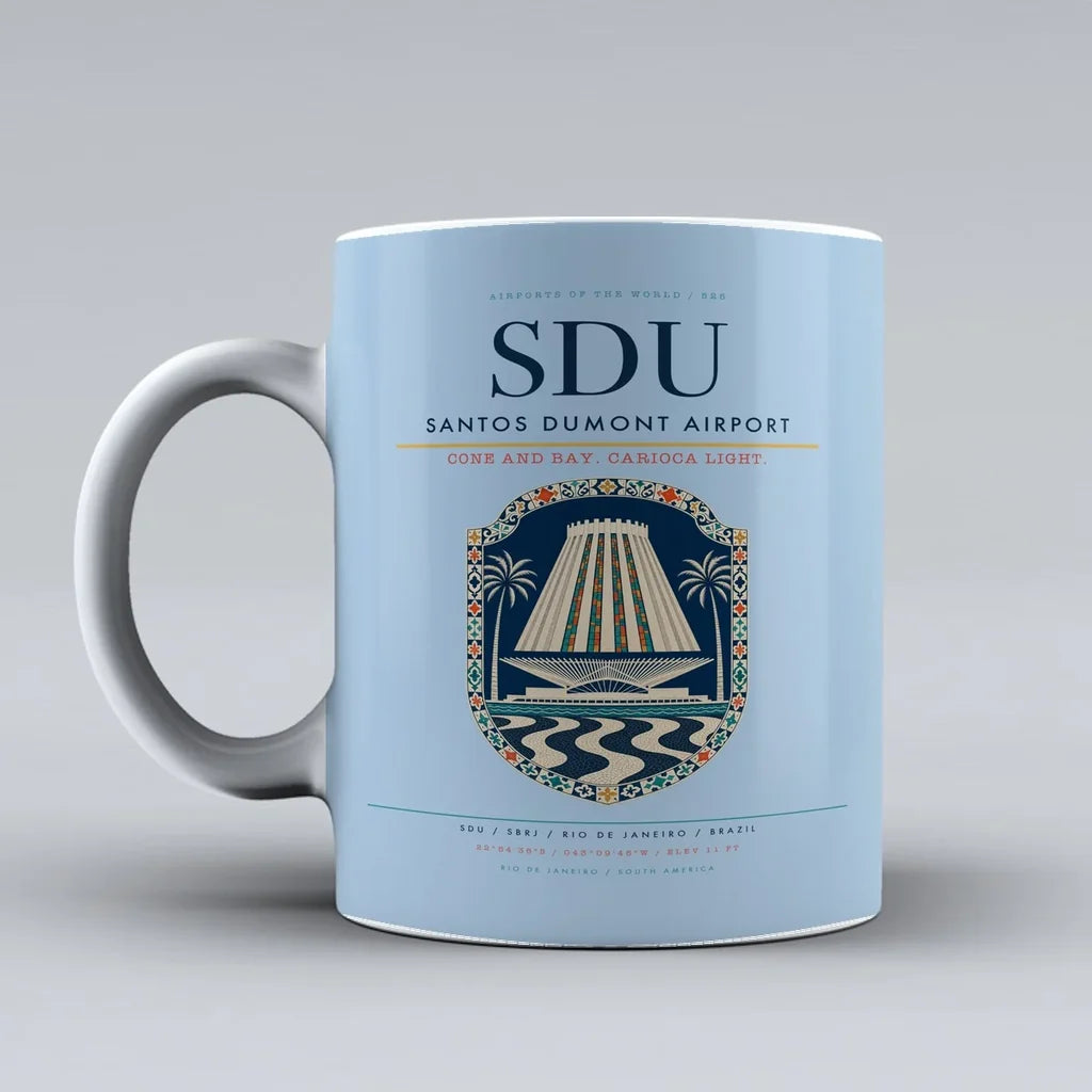 Dumont Airport SDU Mug design on light blue santos