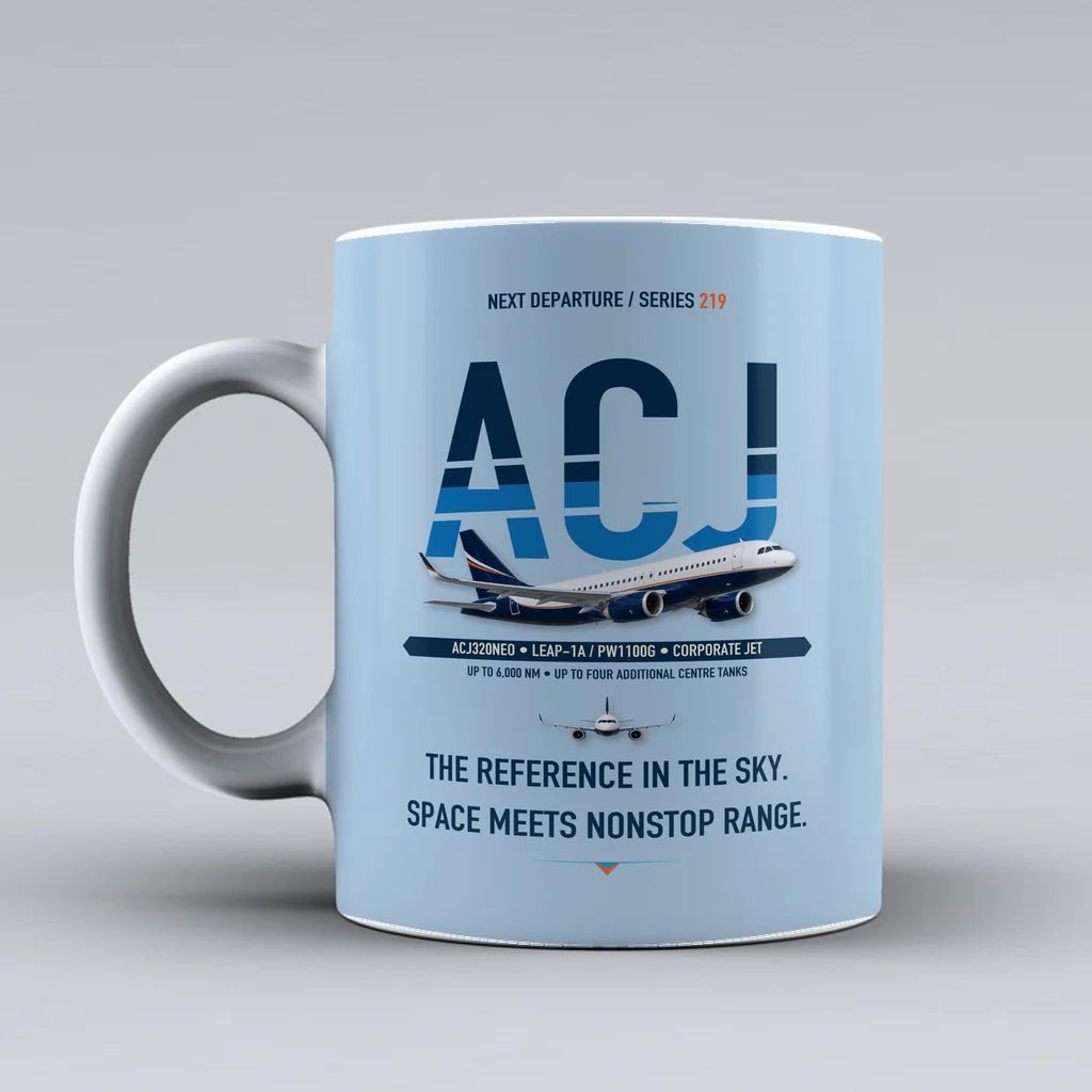 ACJ320neo Mug design on light blue airbus