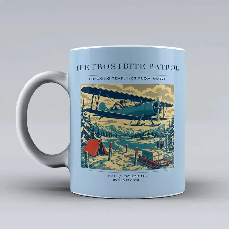 VINTAGE G4290 - The Frostbite Patrol - Ceramic Mug design on lightblue