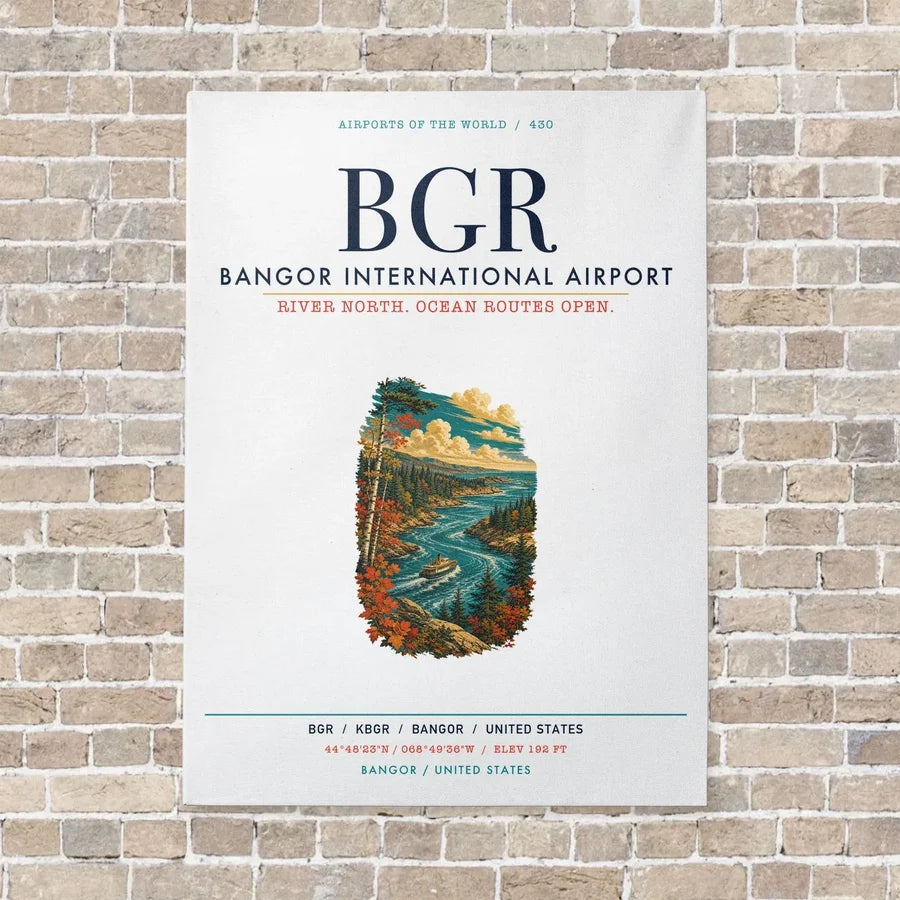 Bangor International Airport BGR vertical canvas print - no frame - white background