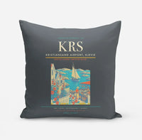 Thumbnail for Kristiansand Airport, Kjevik (KRS) design on gray pillow