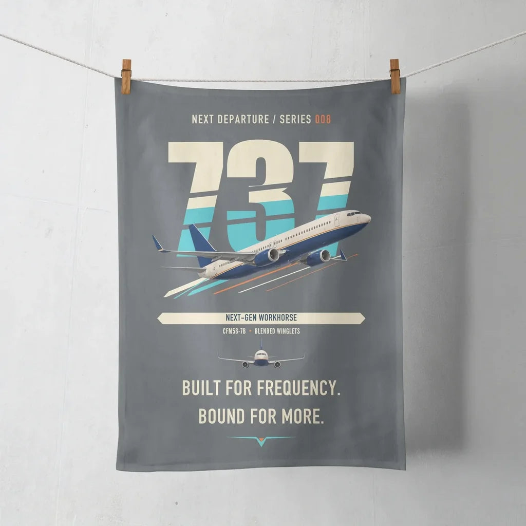 Boeing 737-800 NG design on gray towel