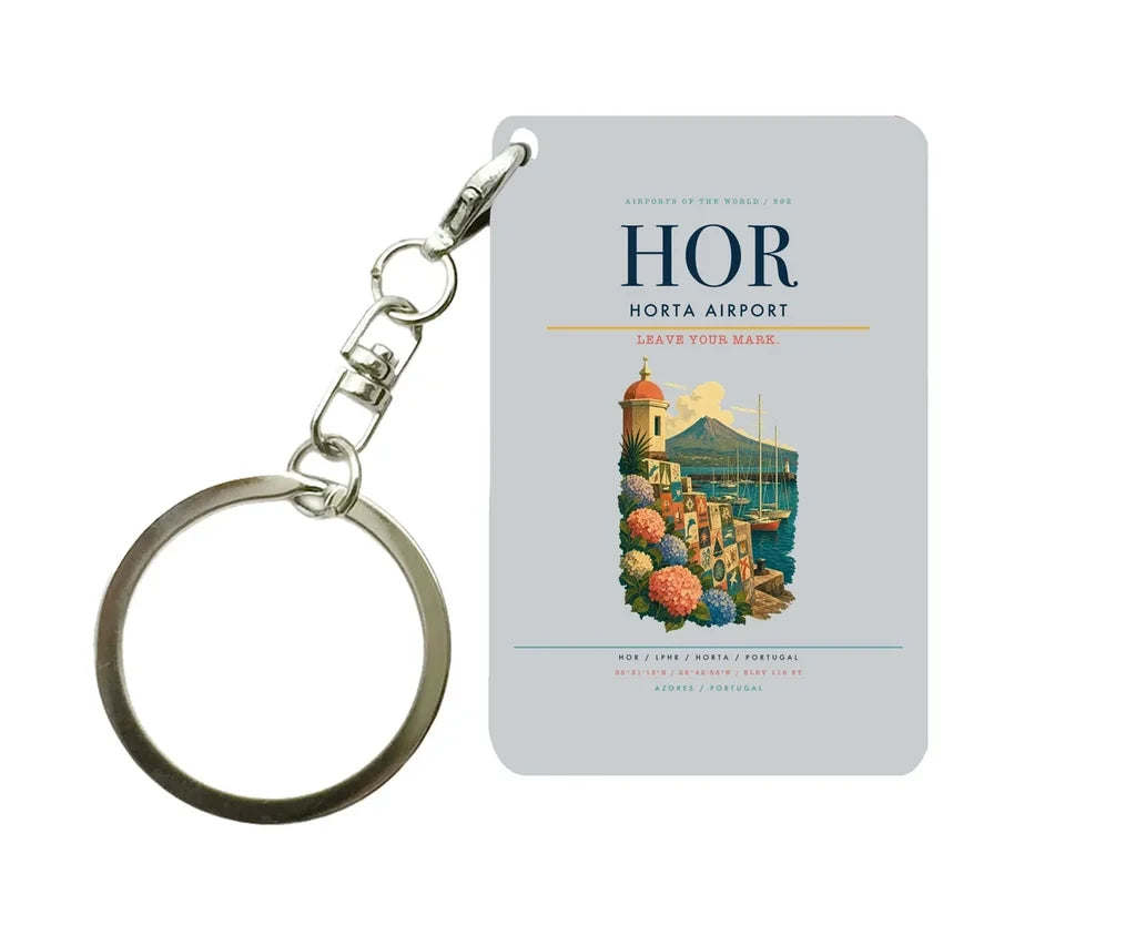 Horta Airport (HOR) design on light gray key chain
