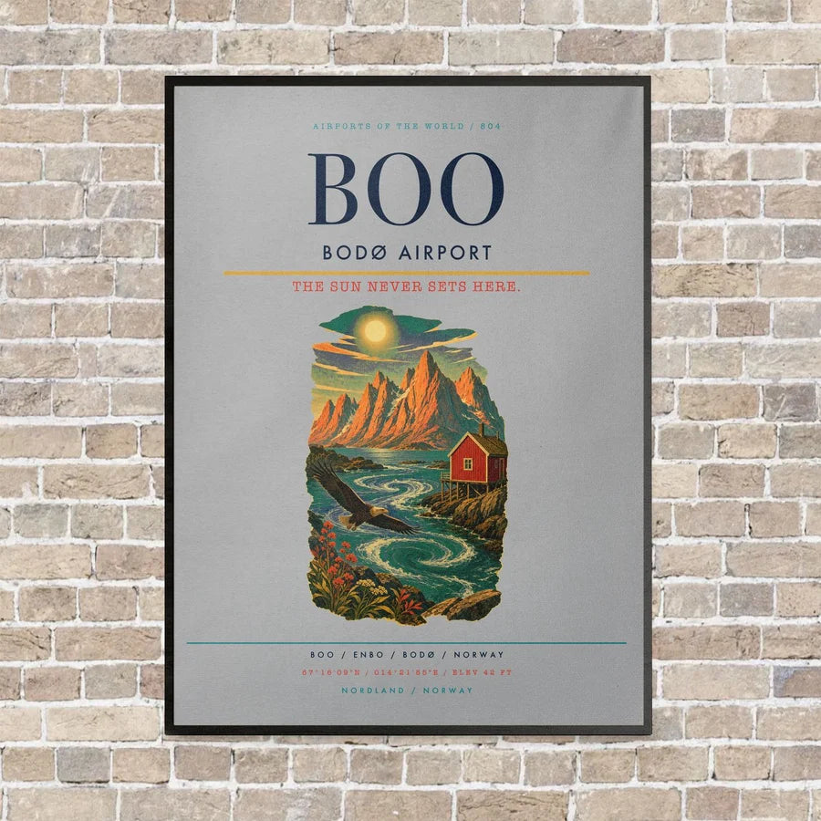 Bodø Airport BOO - Canvas Framed - Light Gray