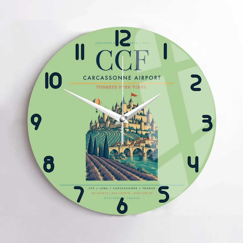 Carcassonne Airport CCF Wall-Clock No-Frame - Light Green