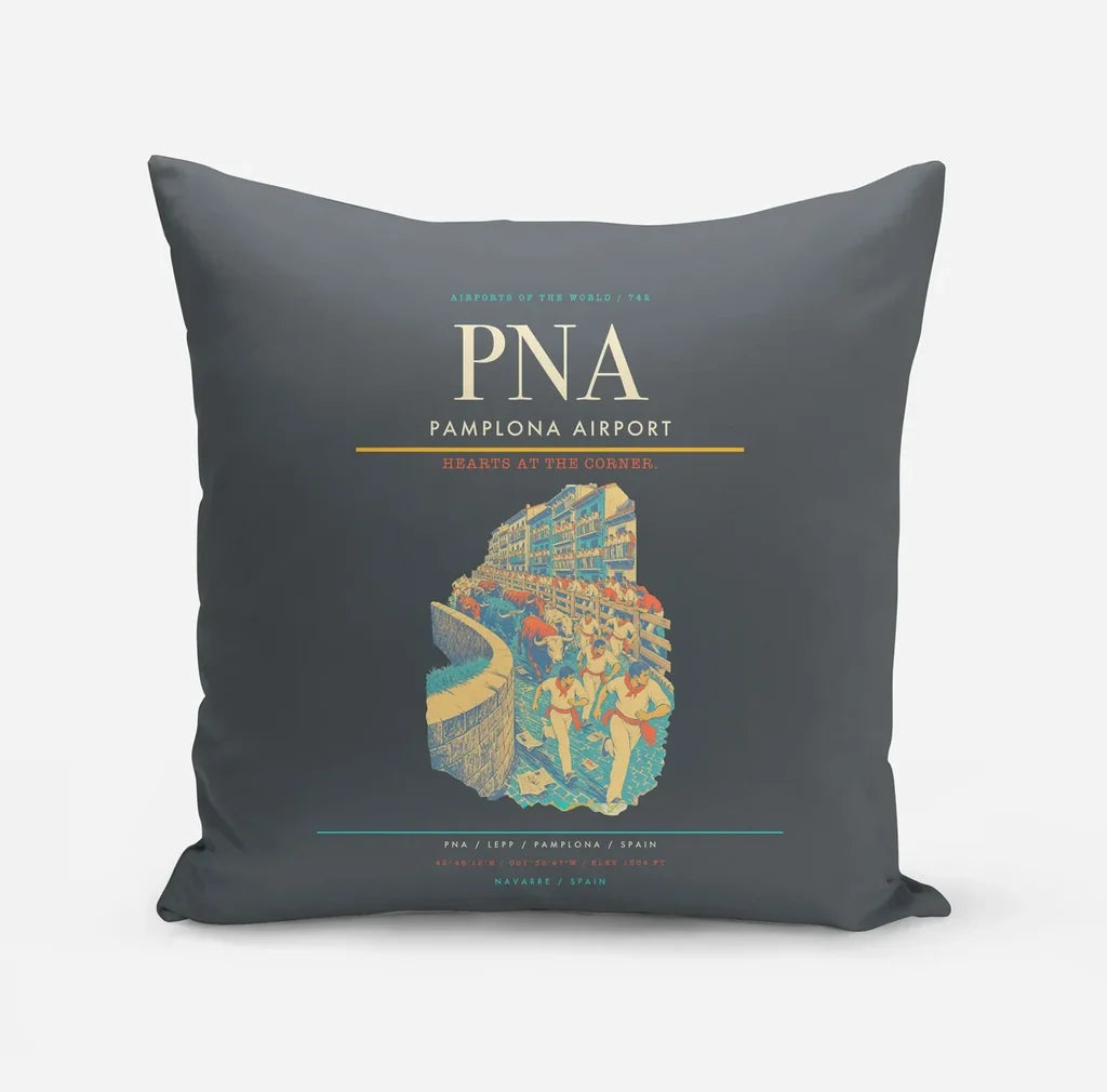Pamplona Airport (PNA) design on gray pillow