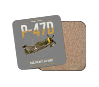 Thumbnail for P-47D Thunderbolt Razorback design on gray 1 piece coaster