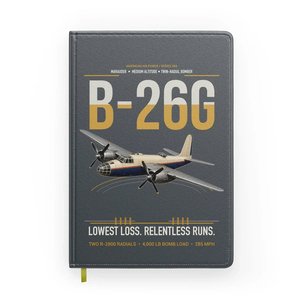 B-26G Marauder design on gray notebook