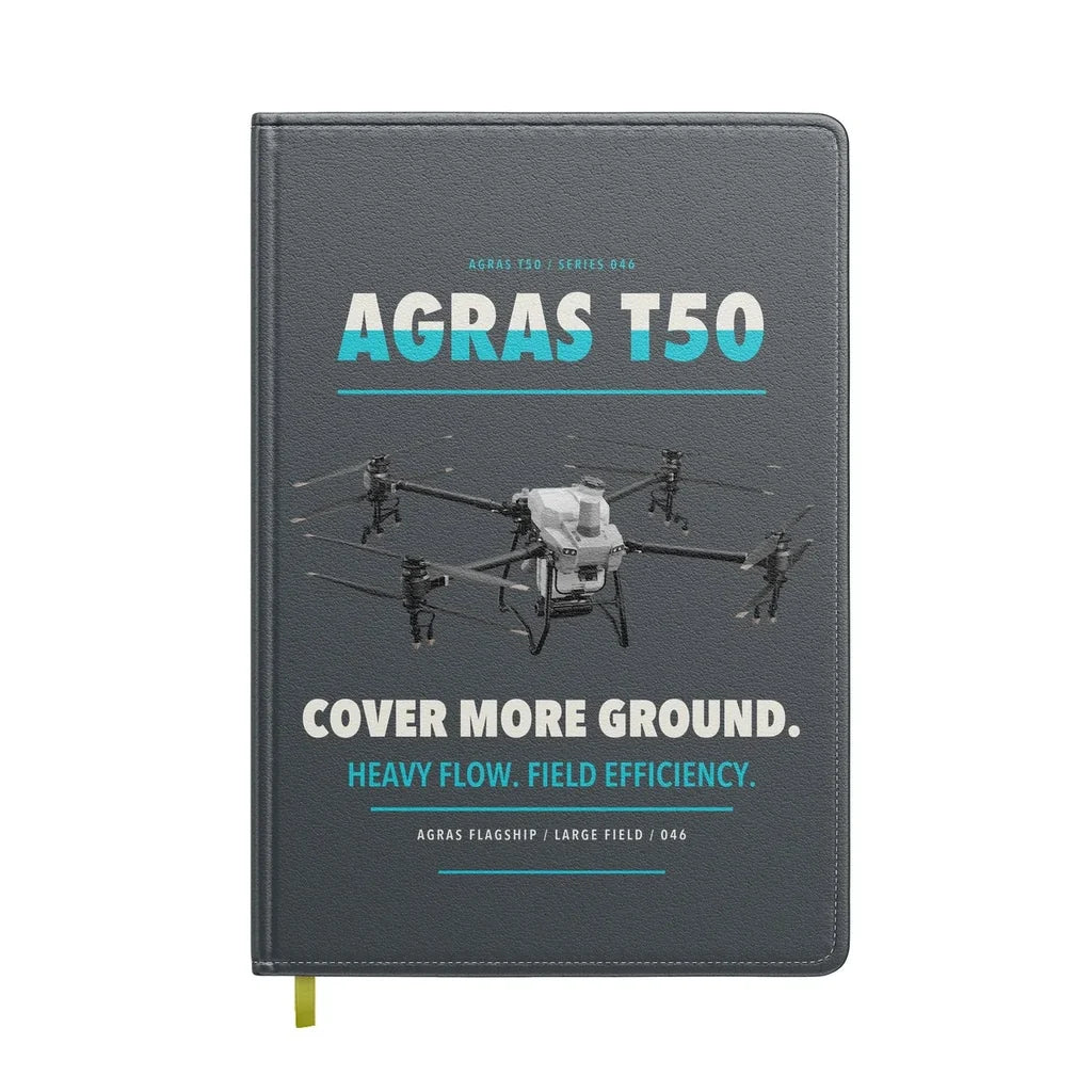 DJI Agras T50 design on gray notebook