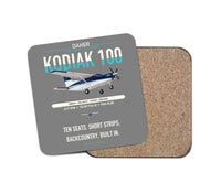 Thumbnail for Daher Kodiak 100 Series III design on gray 1 piece coaster