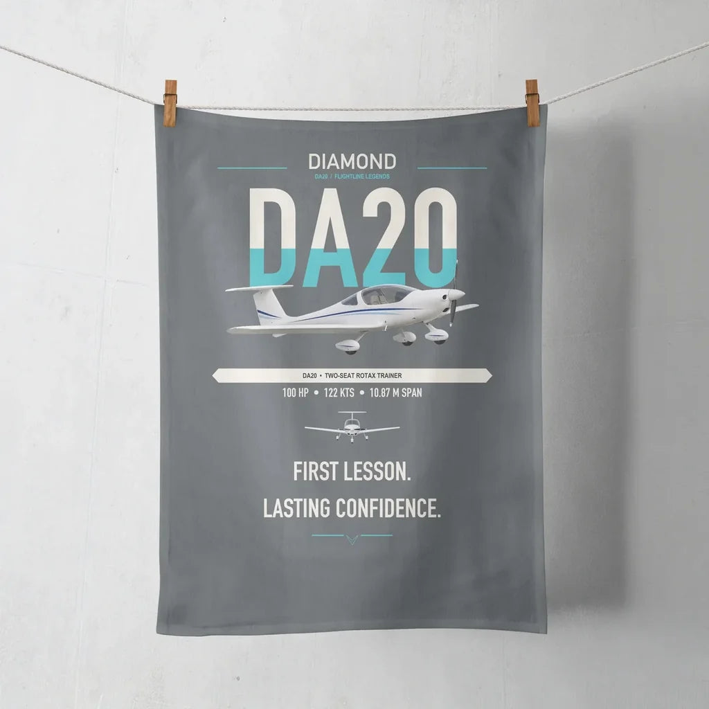 Diamond DA20 design on gray towel