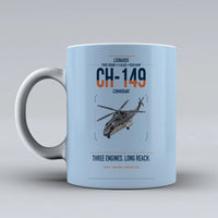 Thumbnail for Leonardo CH-149 Cormorant design on light blue ceramic mug, double-side print