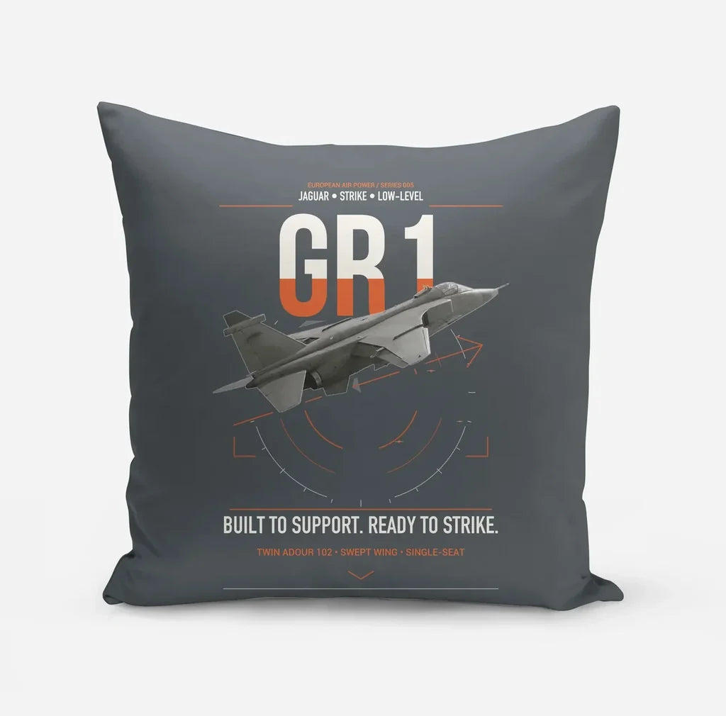 SEPECAT Jaguar GR1 design on gray pillow
