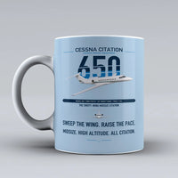 Thumbnail for Cessna Citation 650 - Citation III design on light blue ceramic mug, double-side print