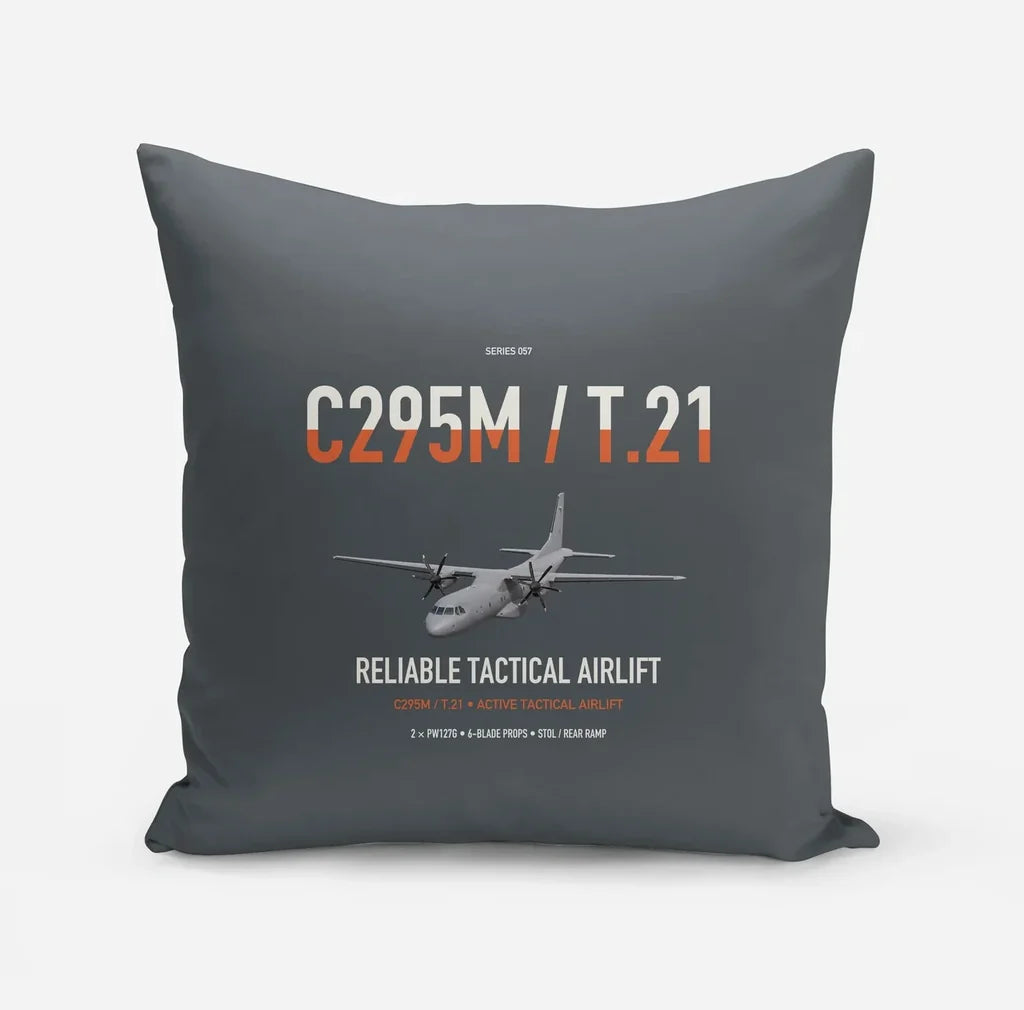 Airbus C295M T.21 design on gray pillow
