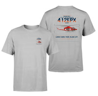 Thumbnail for SUBARU Bell 412EPX design on light gray t-shirt, double-side print