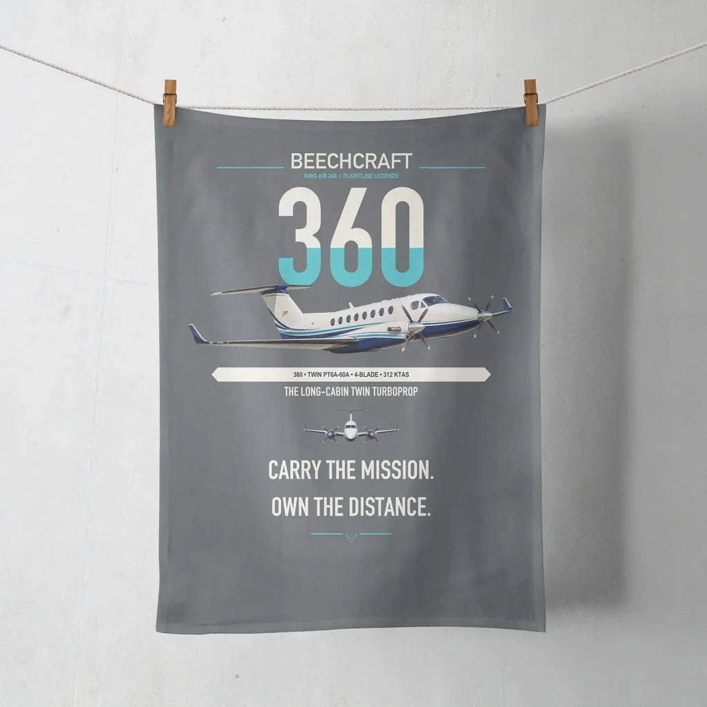 Beechcraft King Air 360 design on gray towel