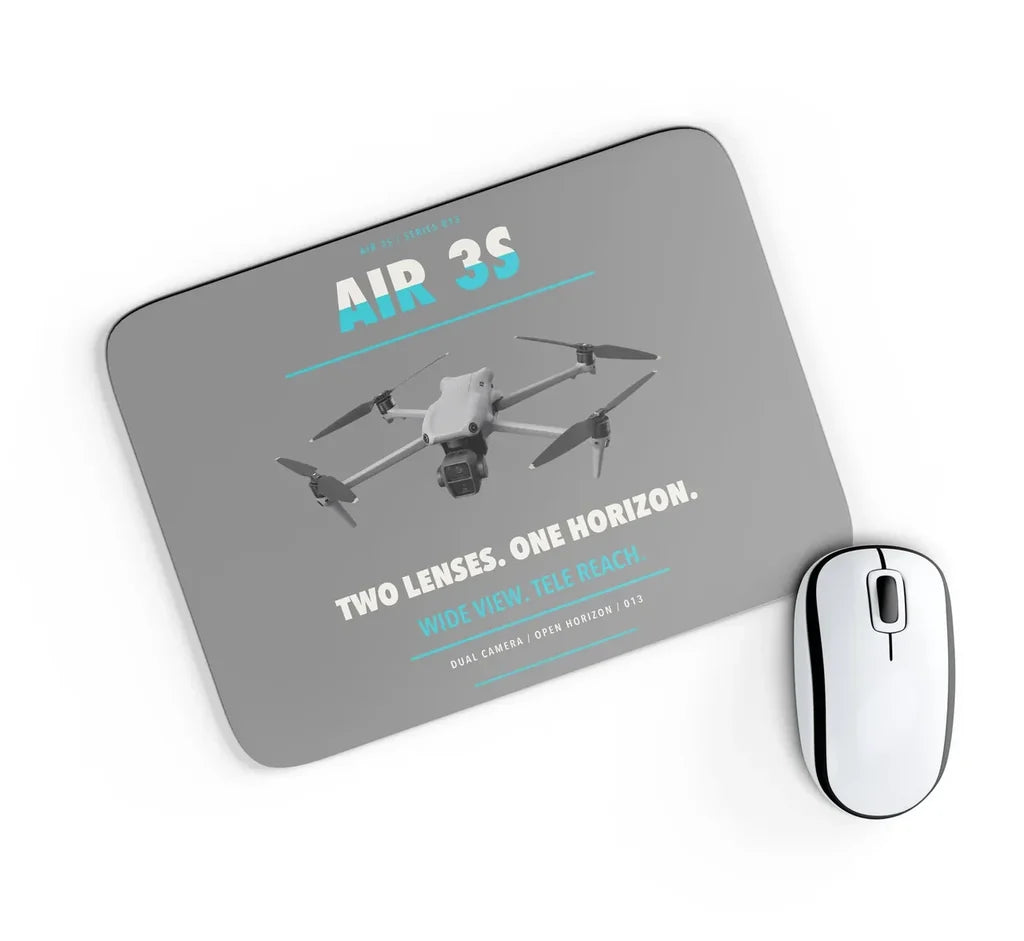 DJI Air 3S design on gray rectangle mouse pad