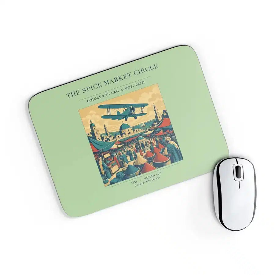 VINTAGE G4498 - The Spice Market Circle - Designed Mouse Pads design on lightgreen rectangle
