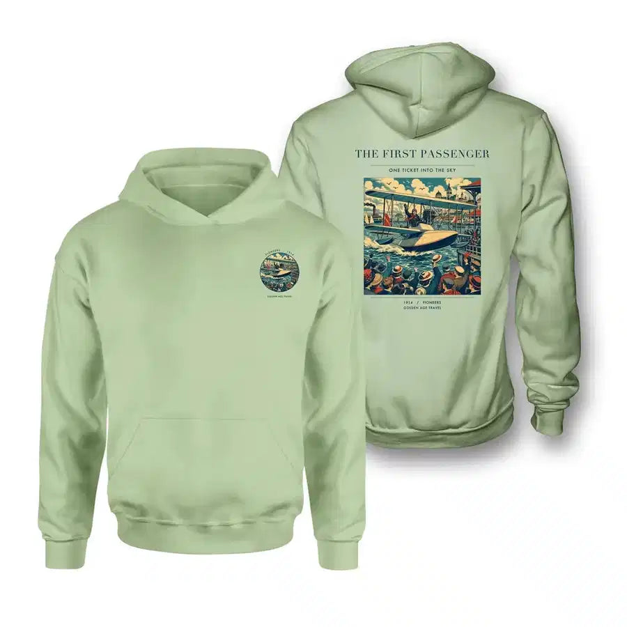 VINTAGE G4007 - The First Passenger - Double-Side Hoodie design on lightgreen double side